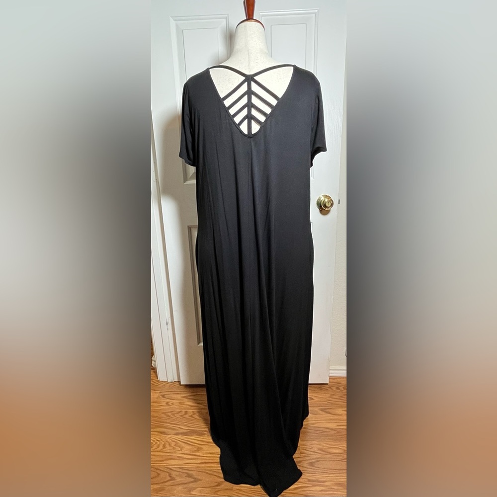Lane Bryant Black Strappy Back Maxi Dress Pockets Plus Size 18/20